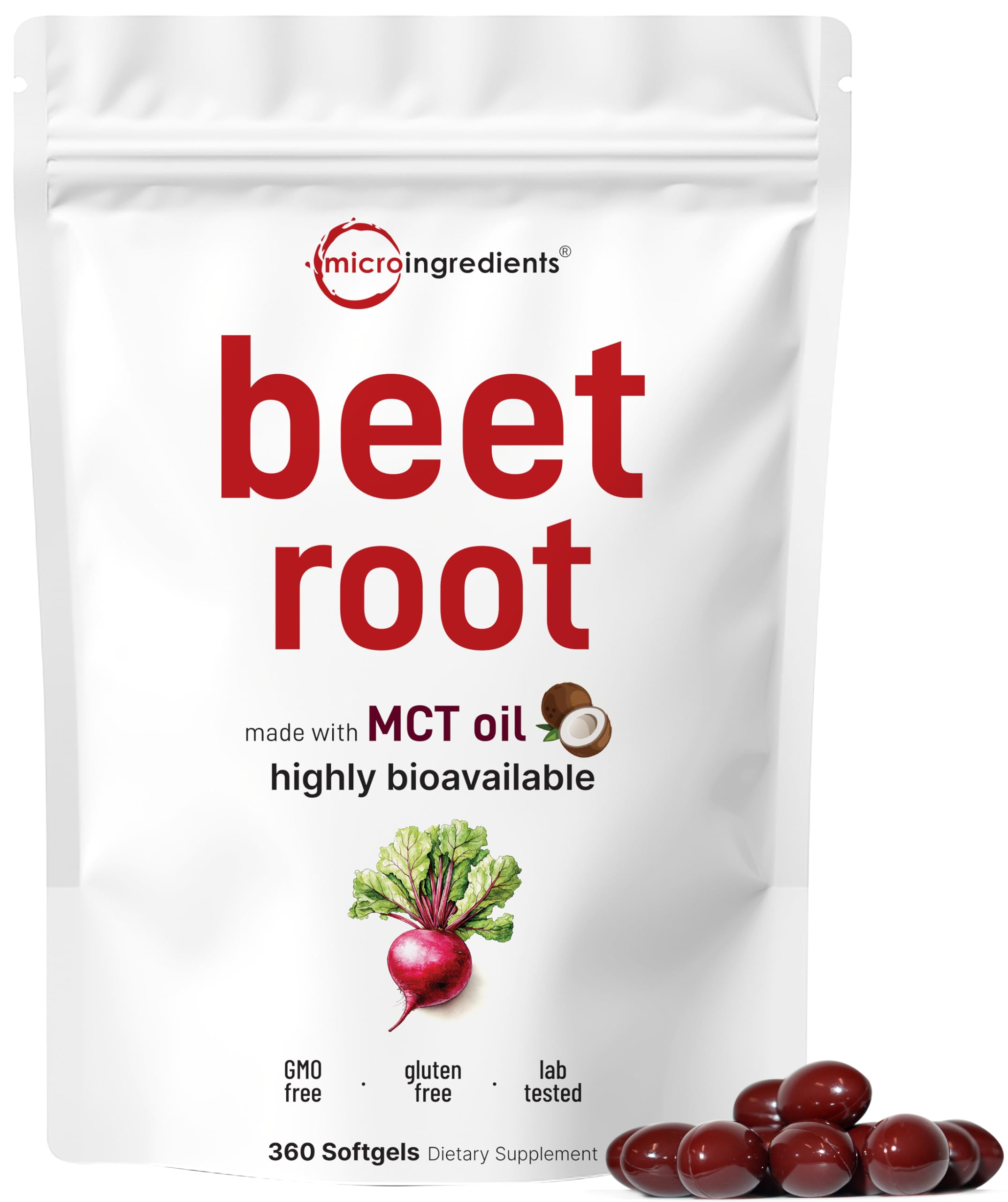 Beet root softgels with MCT oil for enhanced absorption (360-count)