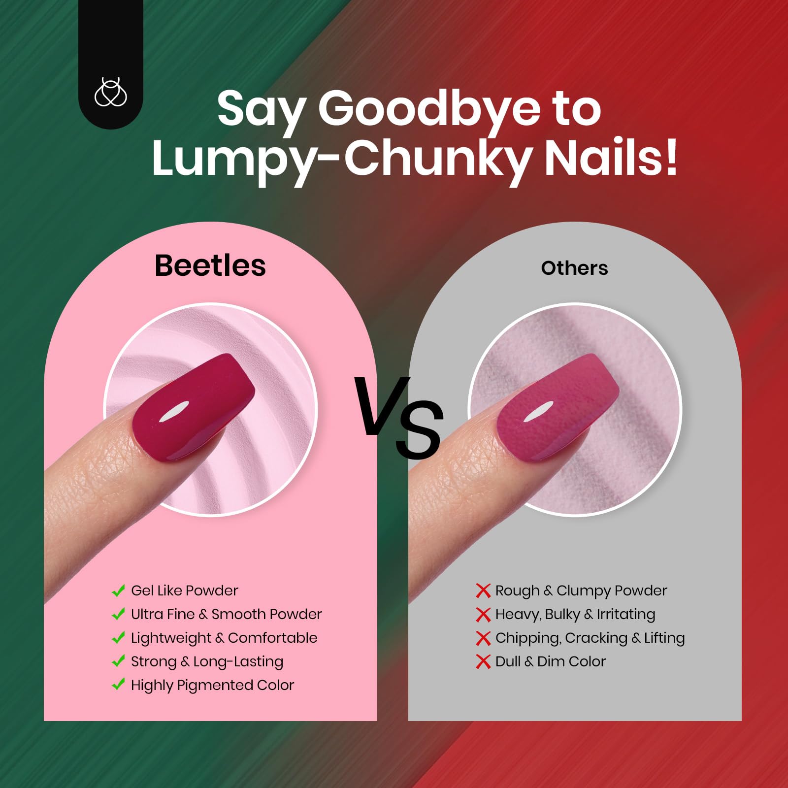 Beetles Dip Powder green glitter nails evoke fresh seasonal vibes.