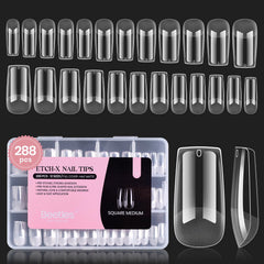 Beetles Gel Nail Tips Square Medium 288pcs for easy DIY extensions.