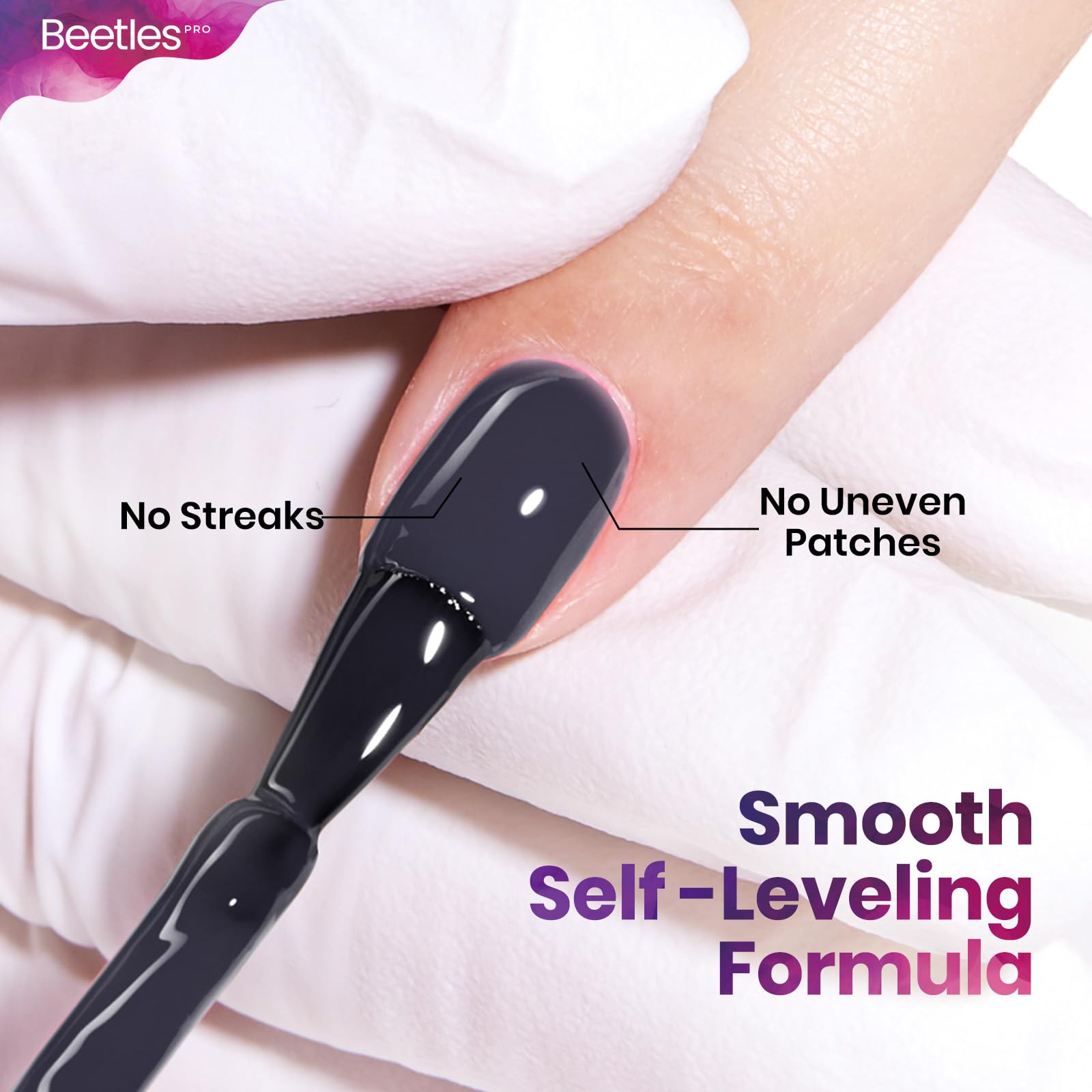 Beetles Pro self-leveling formula reduces visible brush marks.
