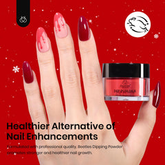 Beetles Red Dip Powder Kit application demo highlights at-home manicure steps