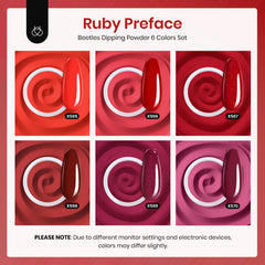 Beetles Red Dip Powder Kit color swatches display six bold red shades