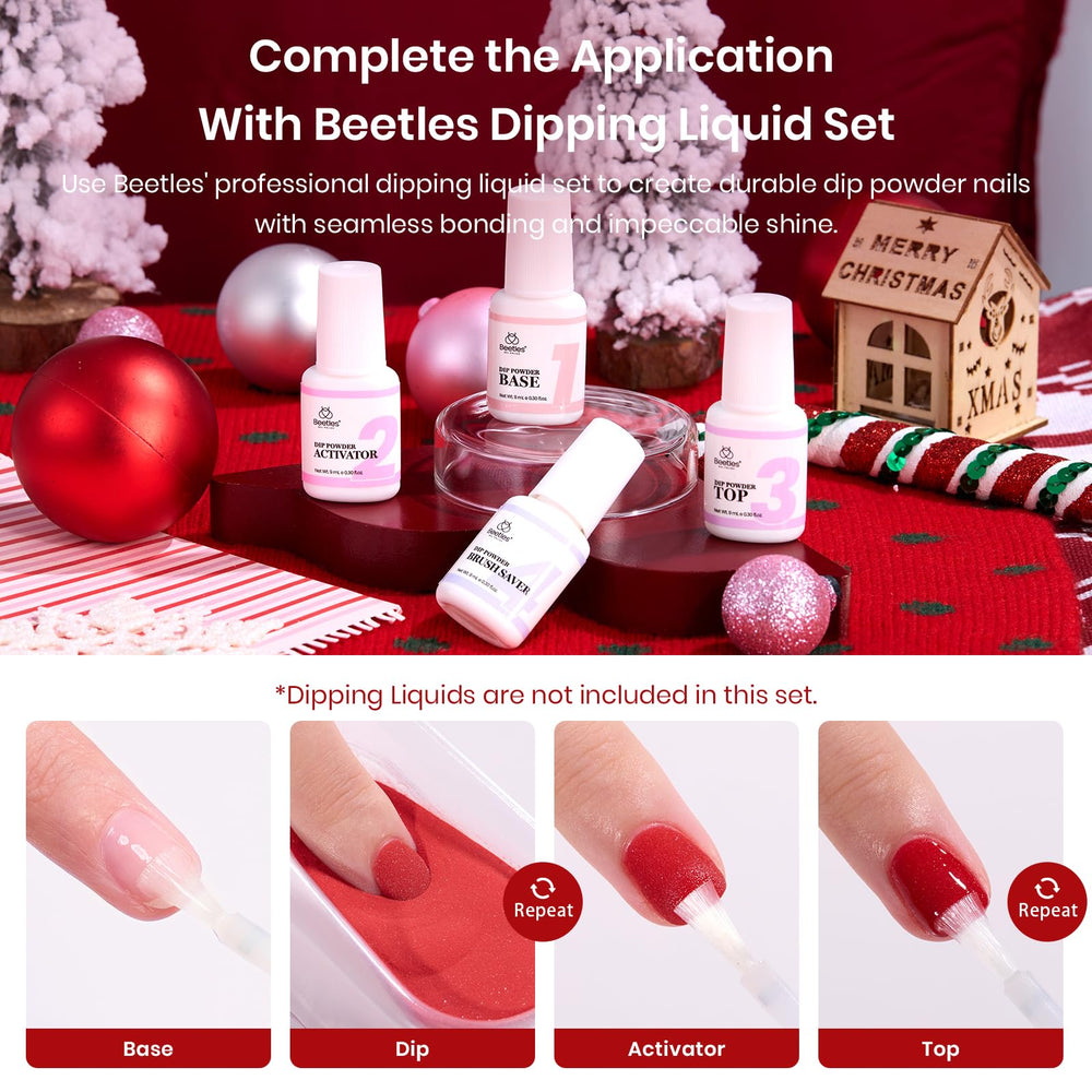 Beetles Red Dip Powder Kit no-lamp cure for easy, skin-friendly nails