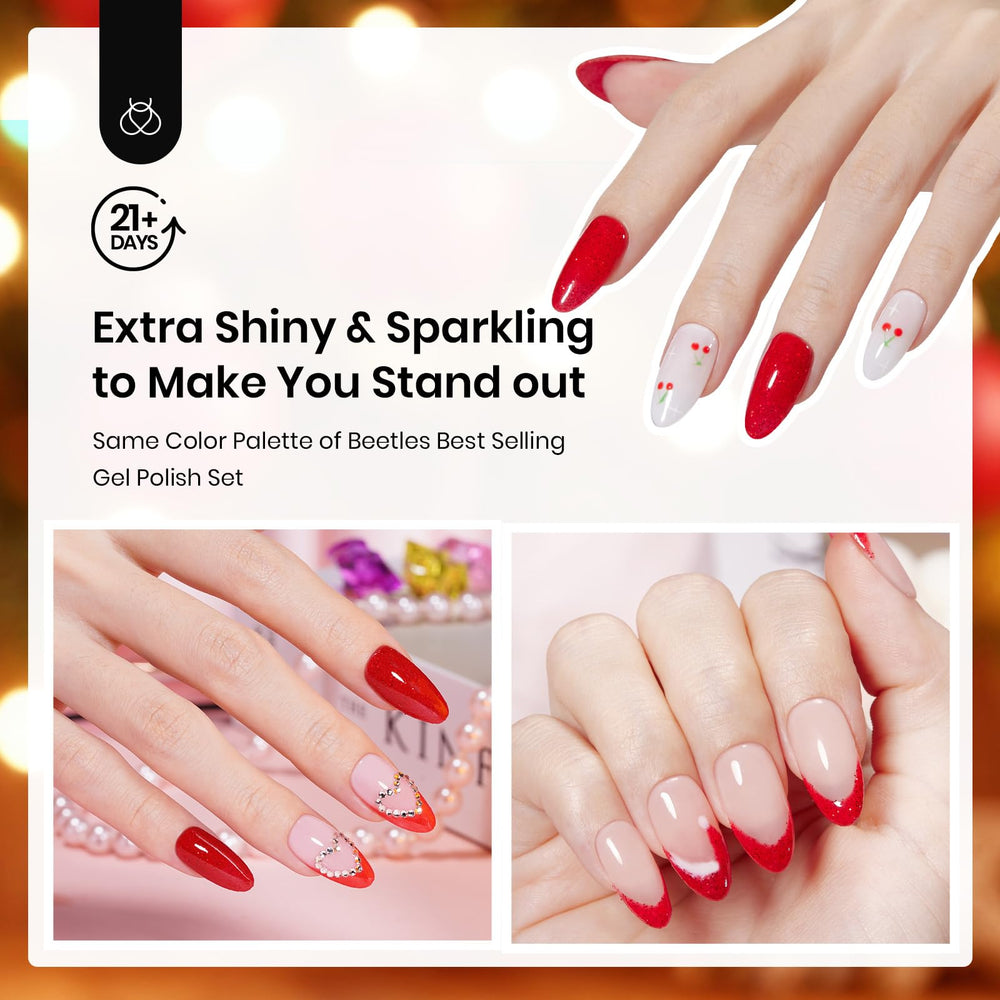 Beetles Gel Polish Sparkle Champagne dip powder nails with subtle glam