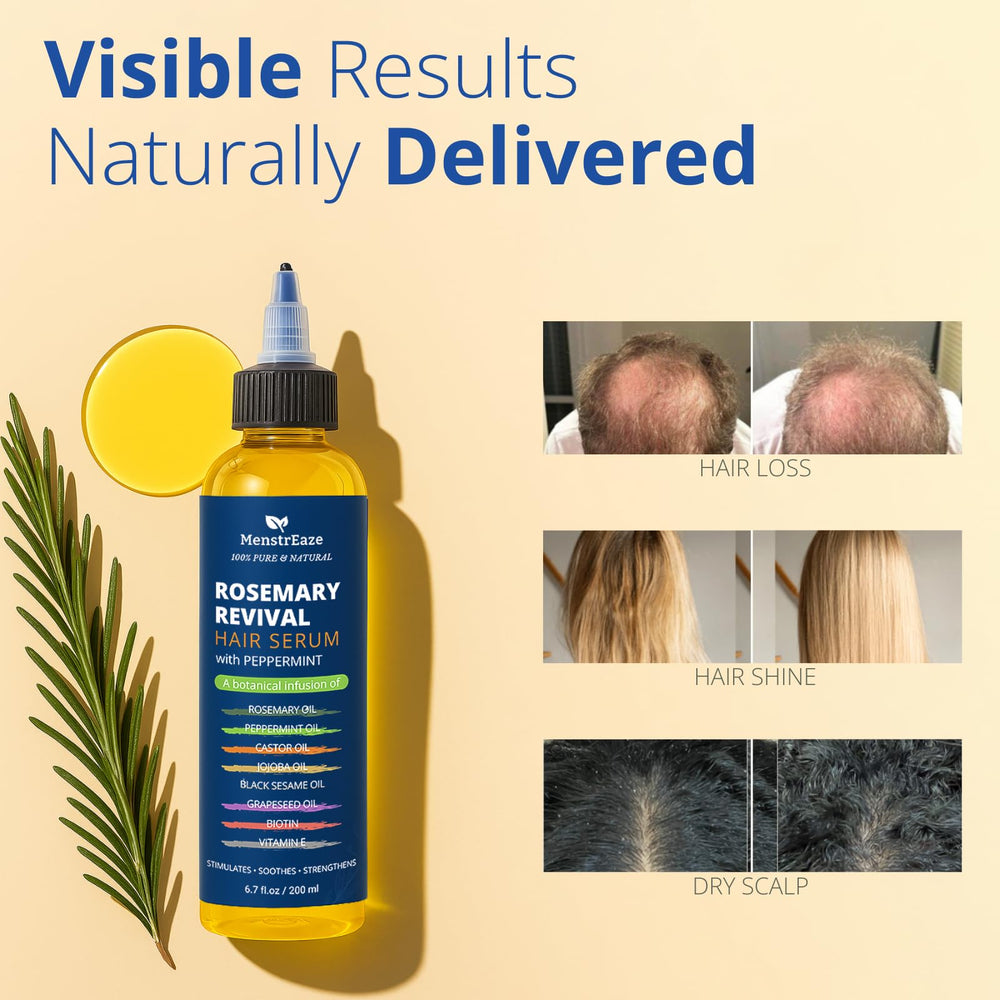 Before and after comparison showing increased hair thickness