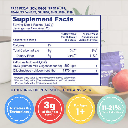 Container of Begin Health prebiotic powder for kids