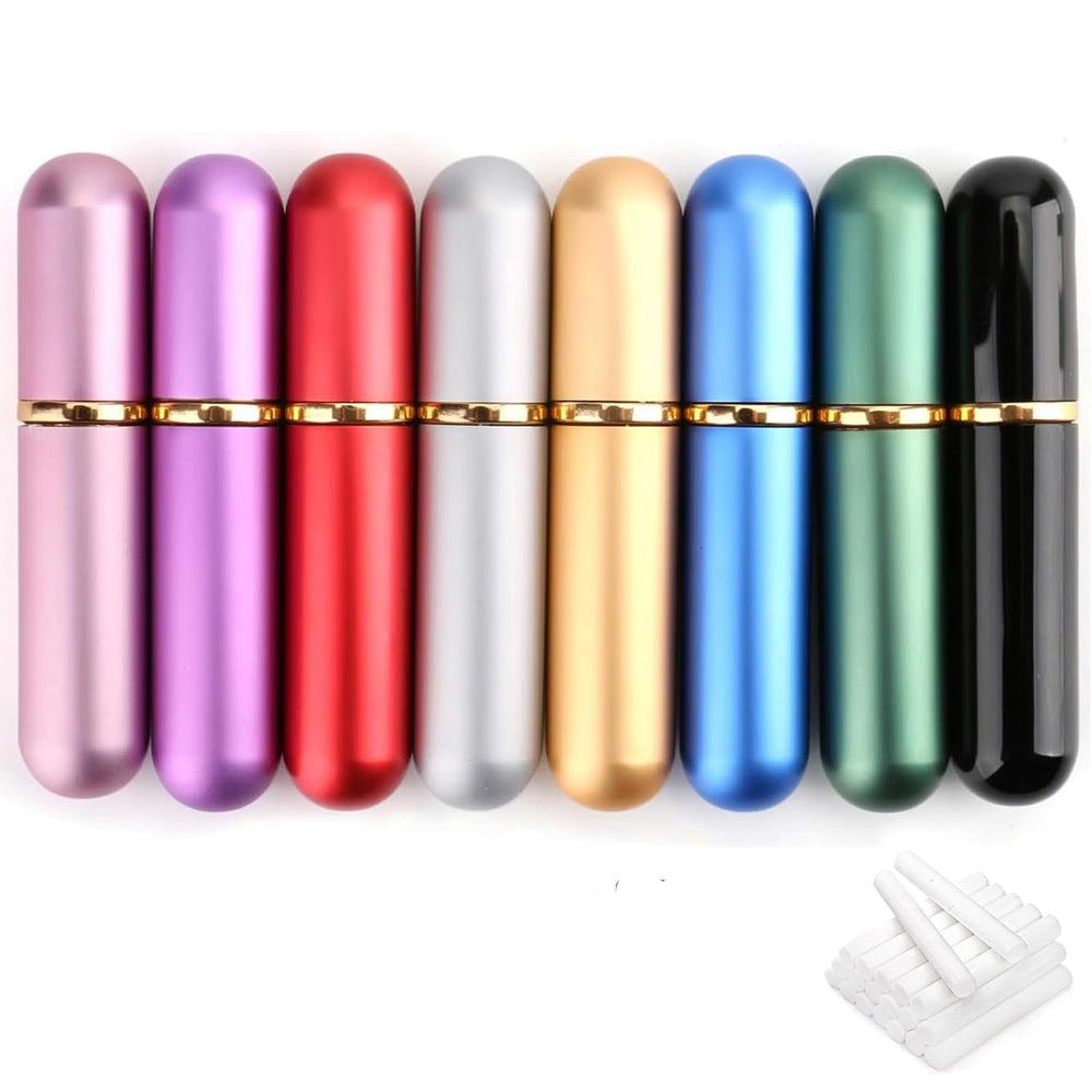 Bekith 8-color empty essential oil nasal inhaler set with aluminum exterior and glass inner tube