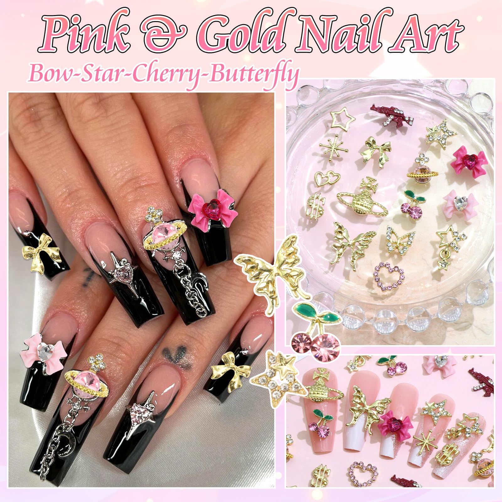 BELICEY bow charms create cute, feminine nail designs.