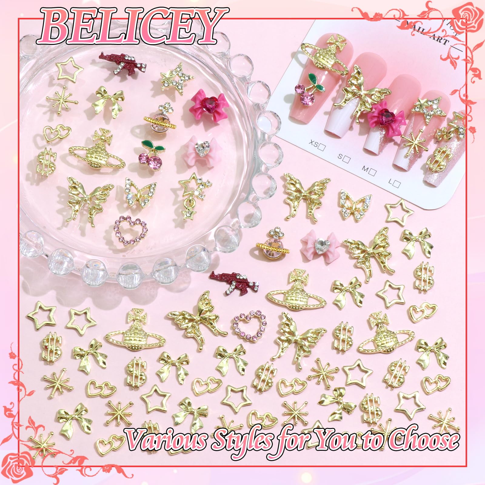 BELICEY dollar charms offer chic glam accents.