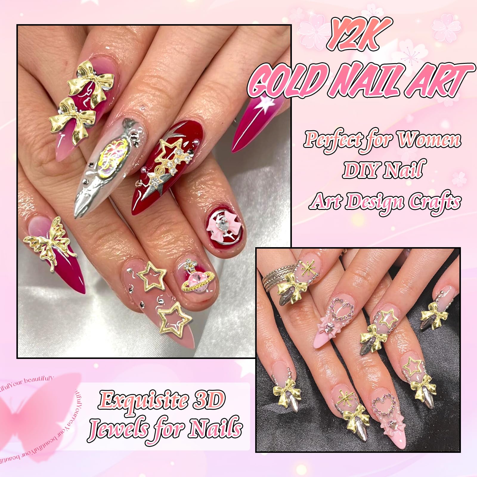 BELICEY alloy gun charms add edgy nail detail.