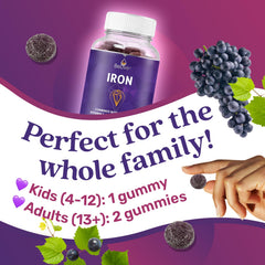 Grape-flavored BeLive Iron Gummies chewables