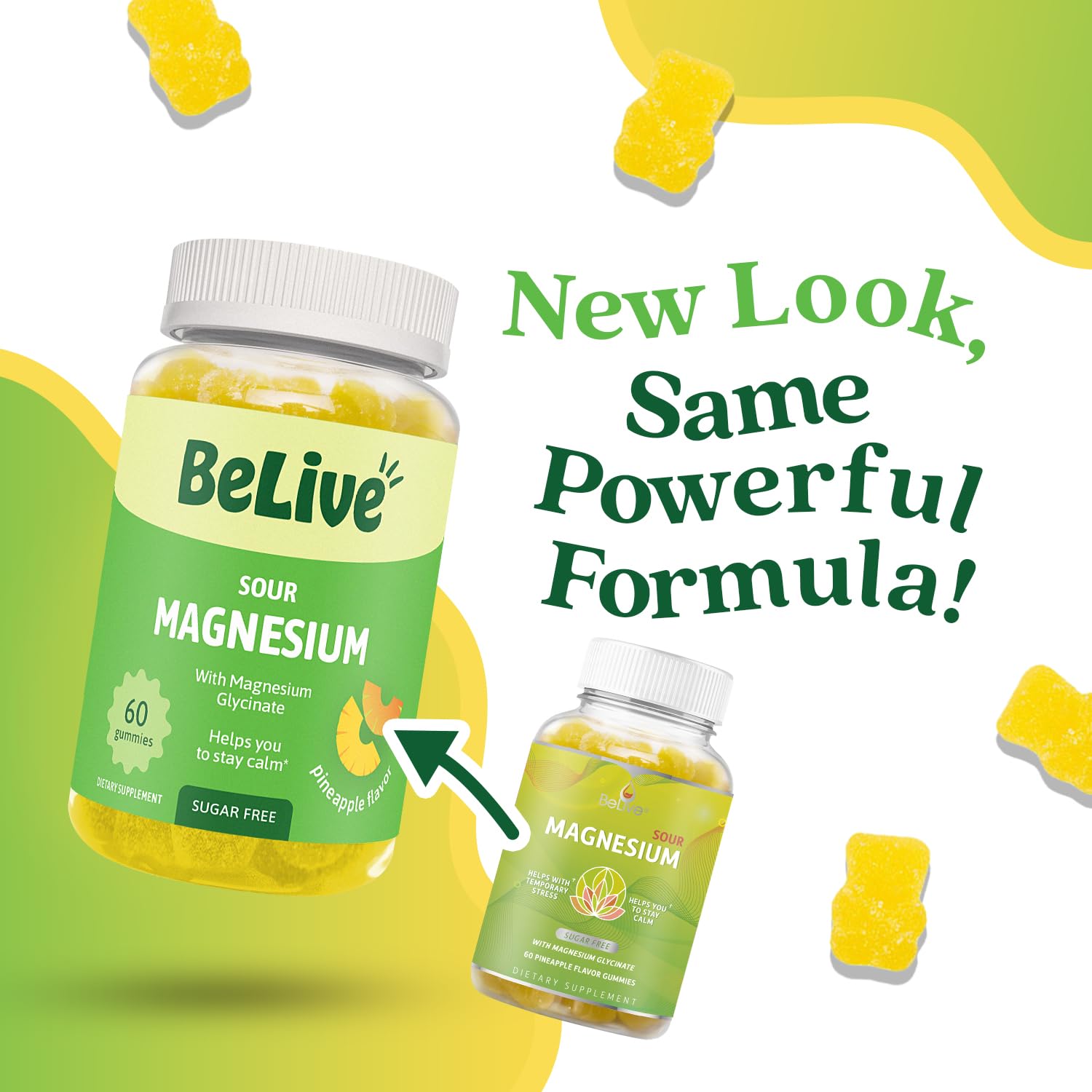 Close-up of tangy pineapple BeLive gummies