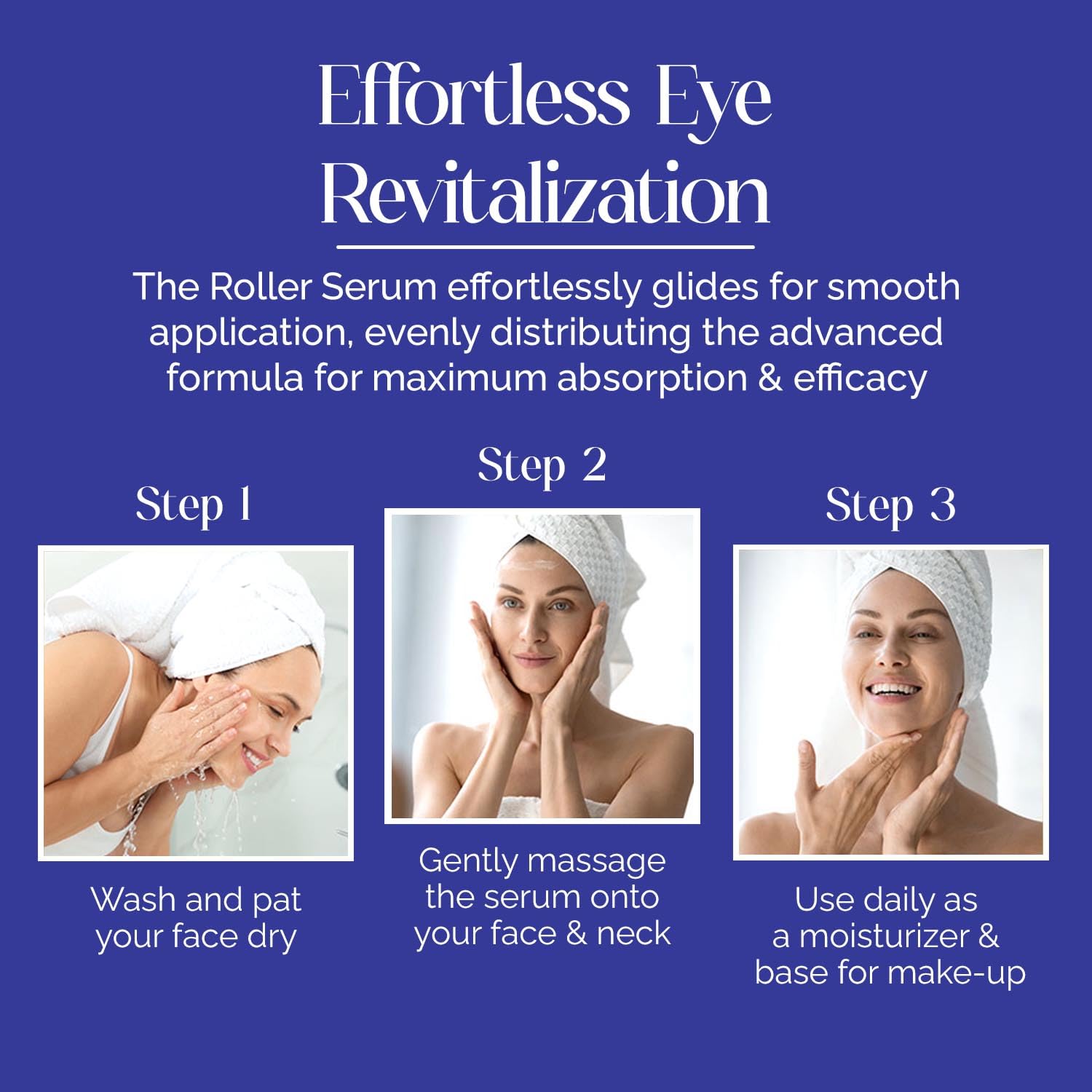 Bella Beauty Collagen & Peptides Serum applied to cheeks for hydration.