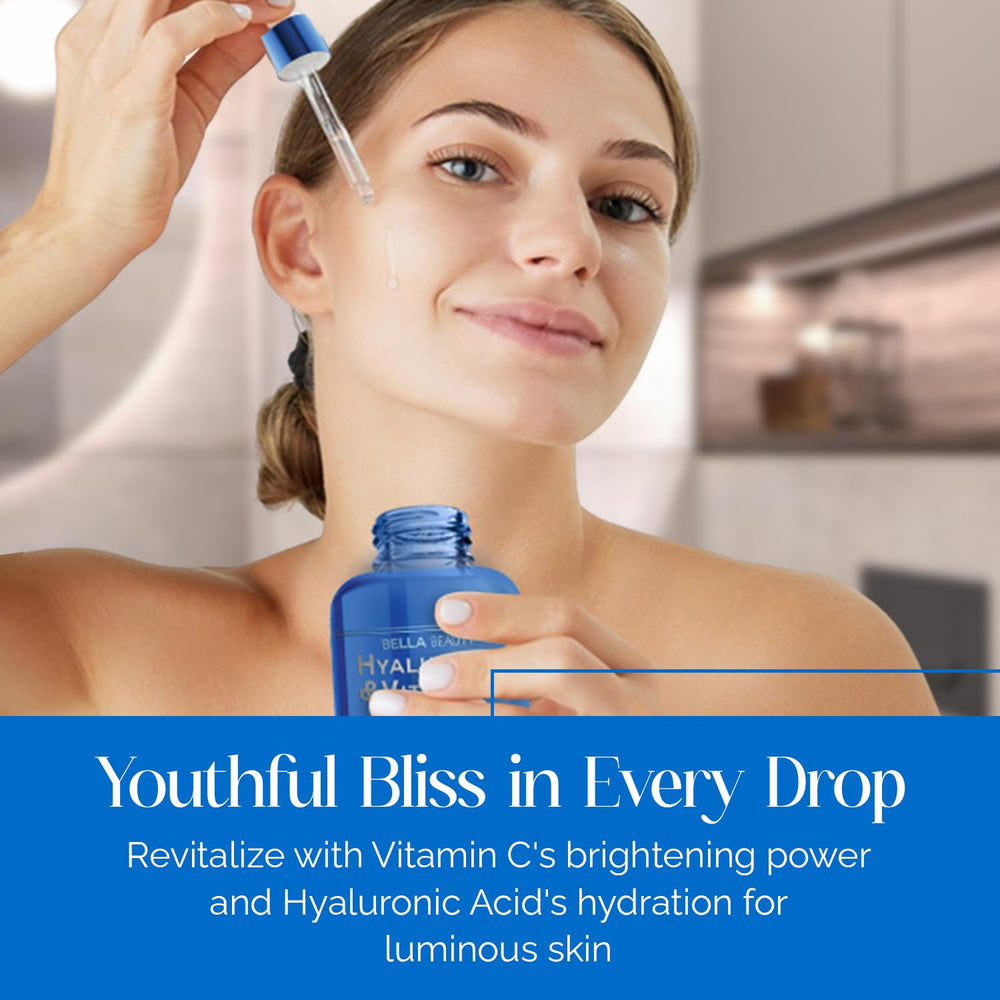 Bella Beauty Hyaluronic Acid Serum label detail reflecting clean Korean skincare inspiration.