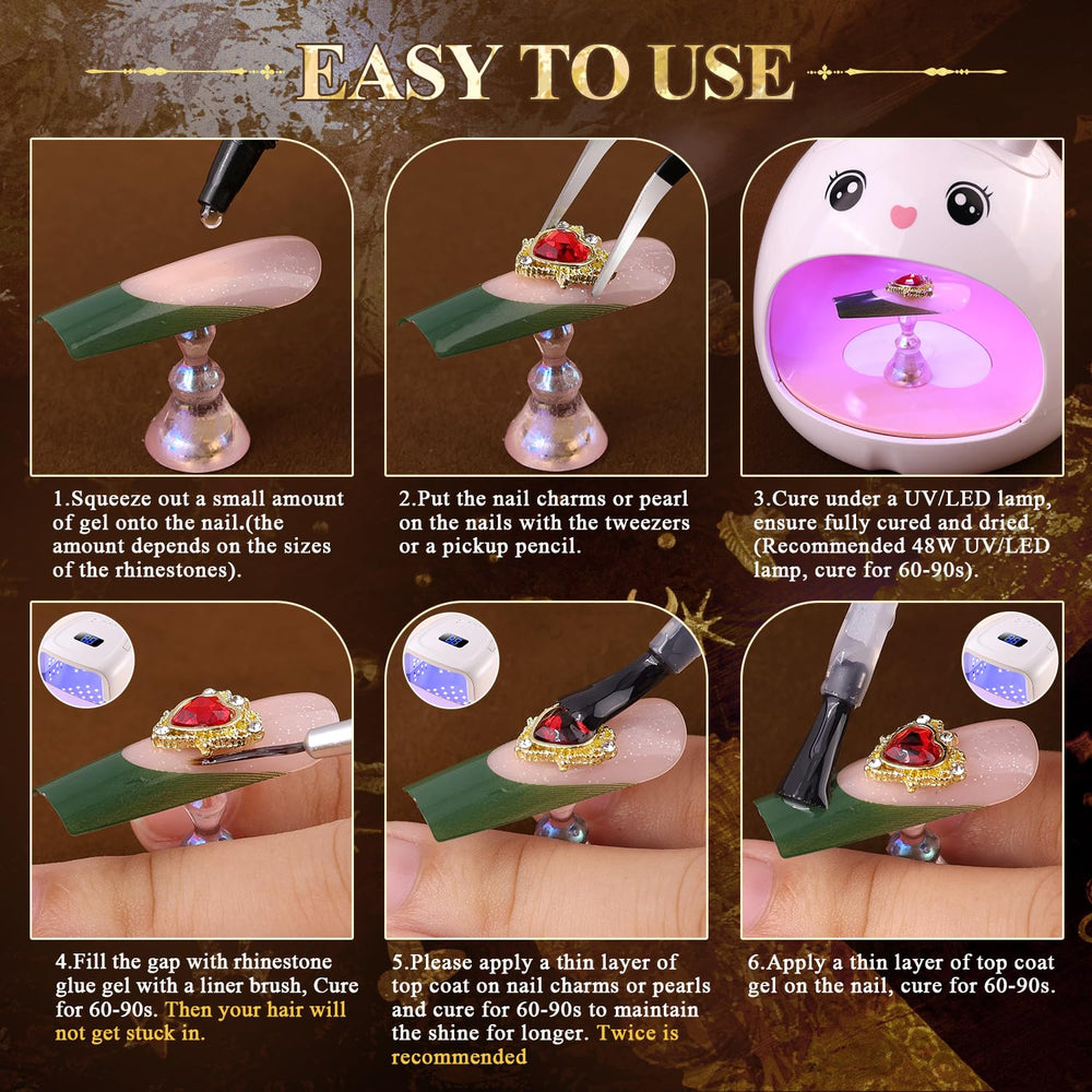 BELLEBOOST 12 styles of gold nail charms for varied accents