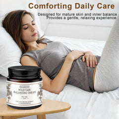 BelleHaven Wild Yam Cream olive oil bottle demonstrates skin-softening hydration.