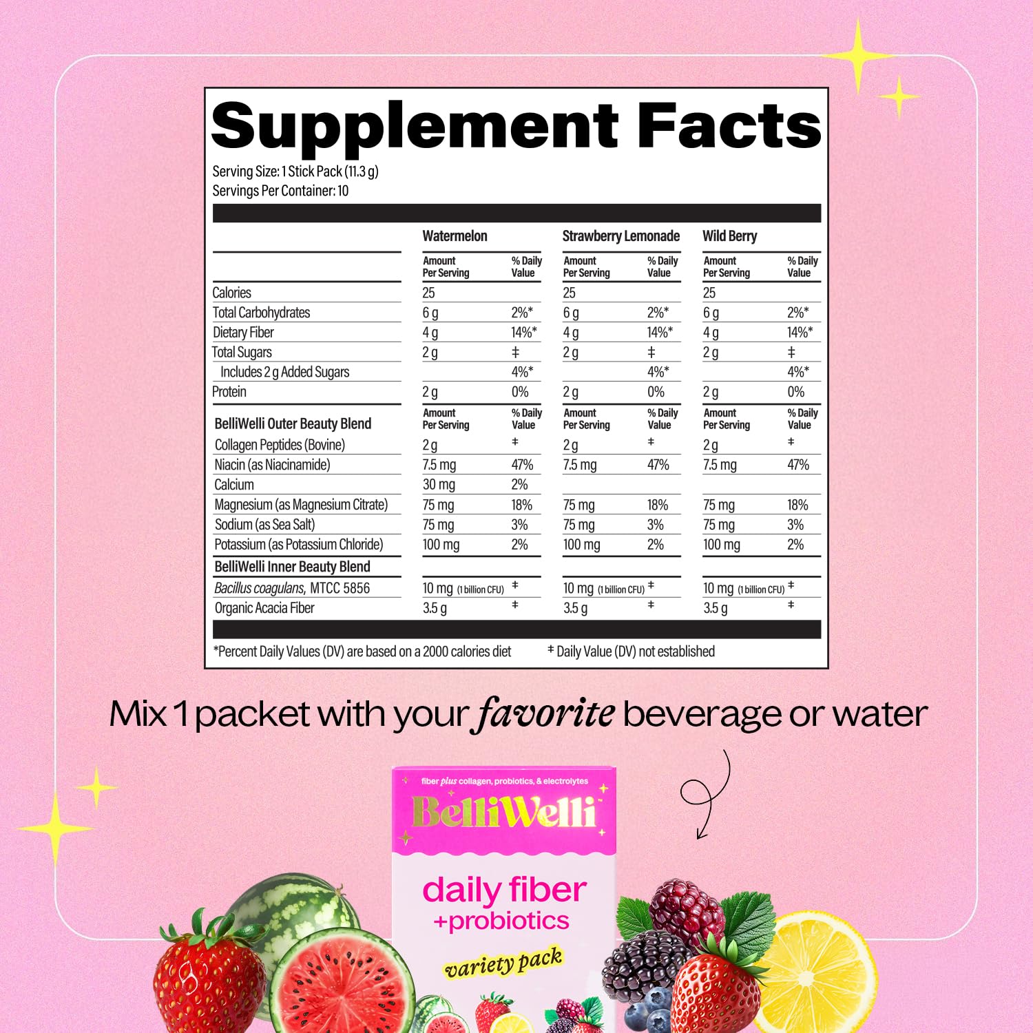 Single-serve fiber powder stickpack for gut health and digestion
