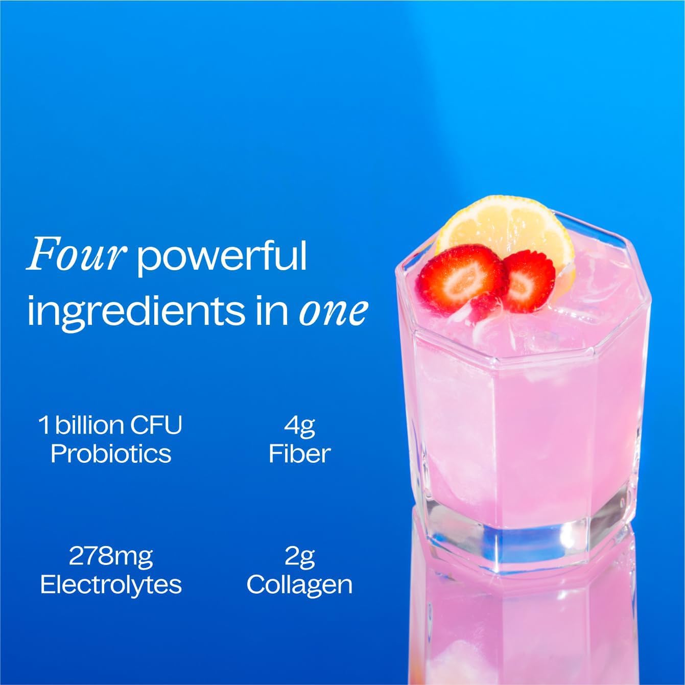 Individual strawberry lemonade fiber stickpack with packaging