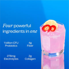 Individual strawberry lemonade fiber stickpack with packaging