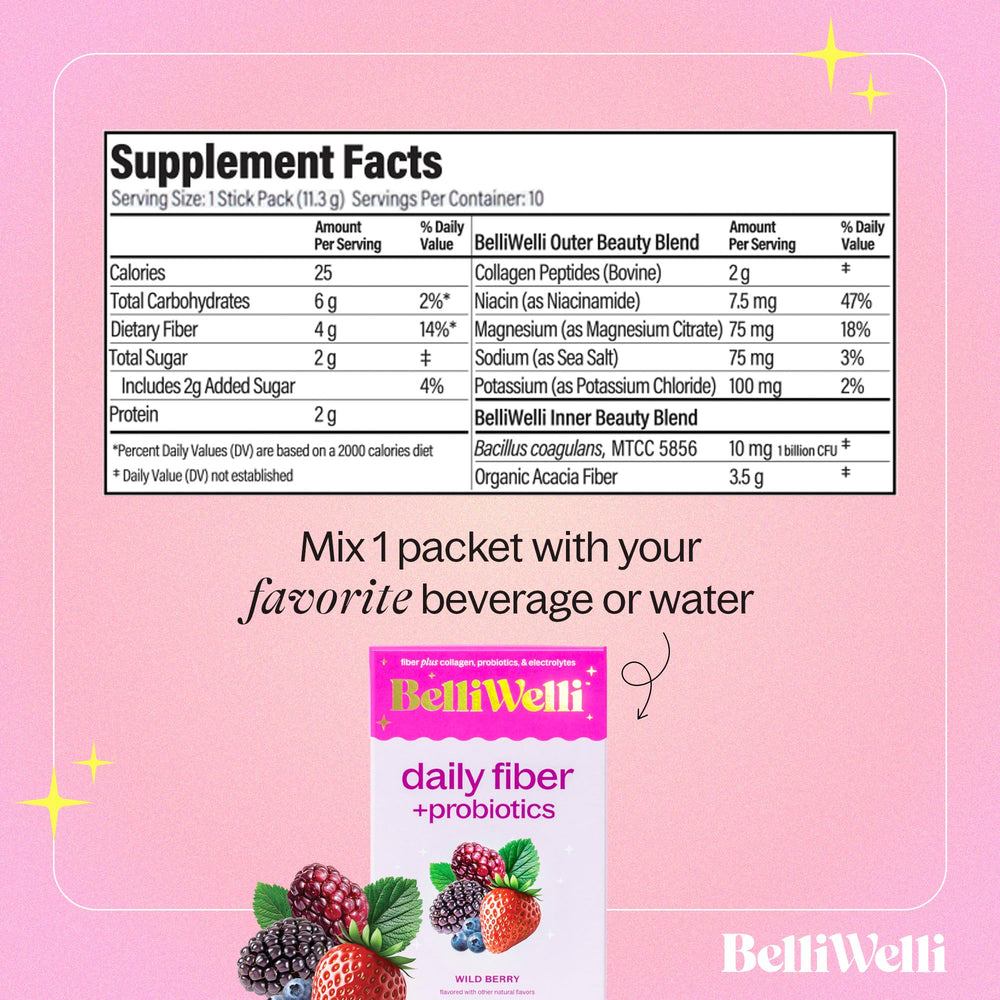 Packaging image for Belli Welli Daily Fiber Wild Berry 10 count