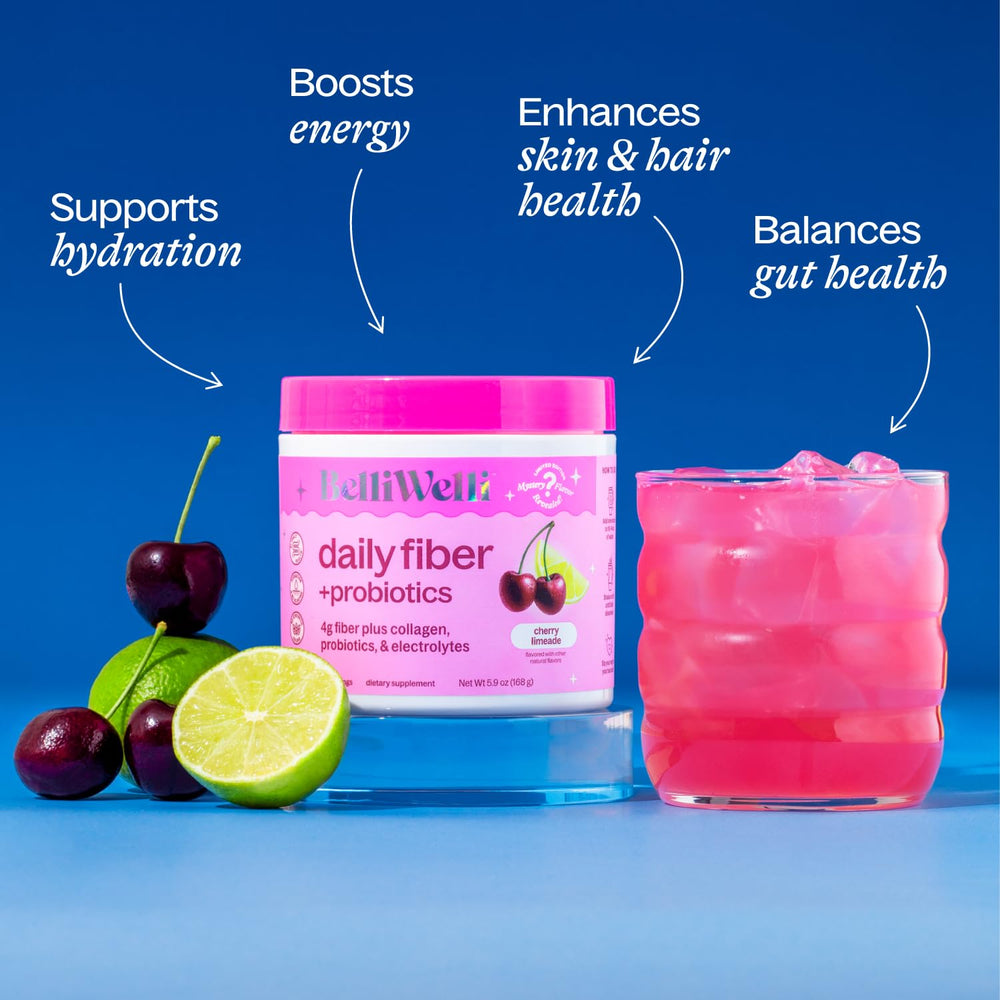 Collagen, electrolytes and probiotics ingredients panel for Belli Welli