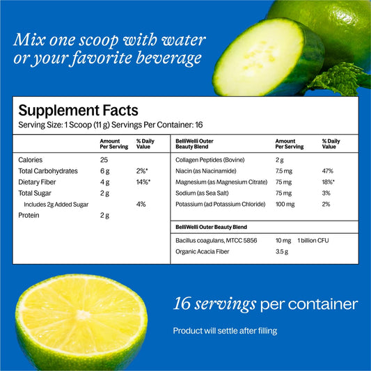 Ingredients of Belli Welli Fiber with organic acacia