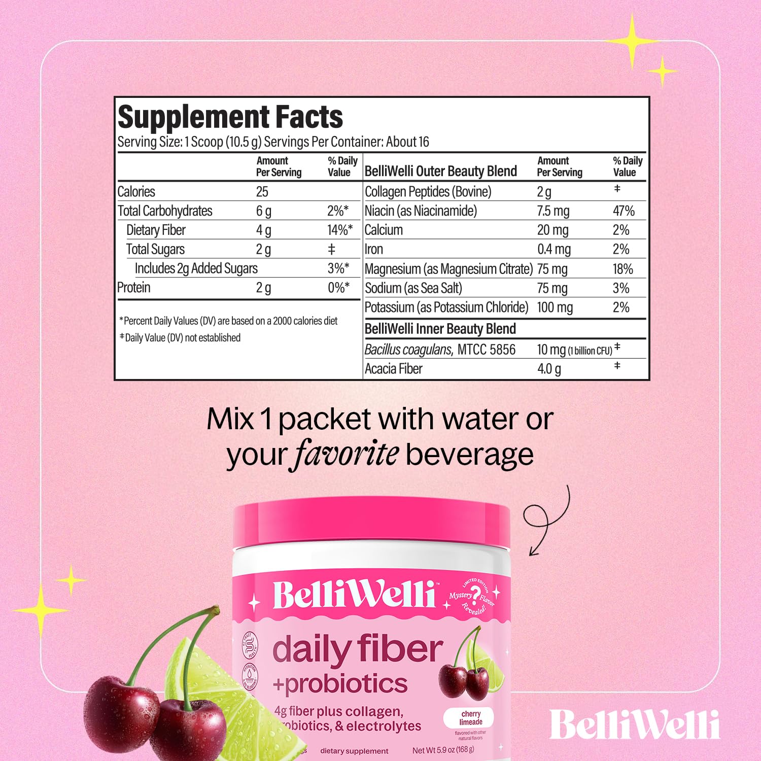 Belli Welli fiber supplement packaging and jar