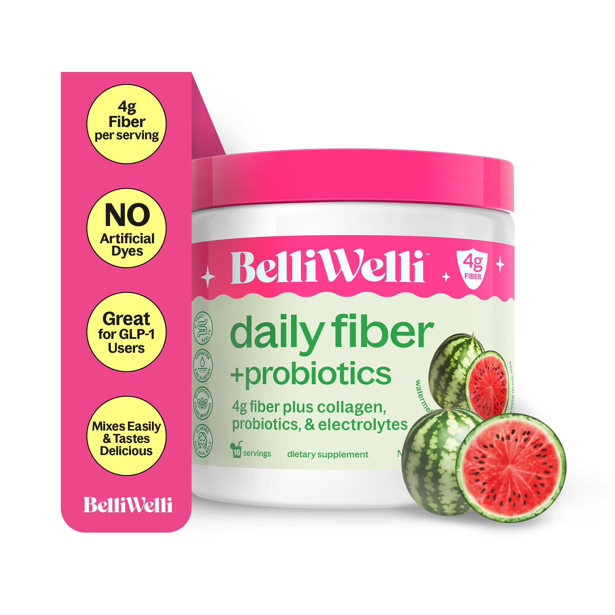 Belli Welli Fiber Supplement Watermelon flavor container for women and men