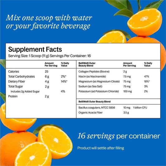 BelliWelli Orange Yuzu fiber supplement packaging and bottle