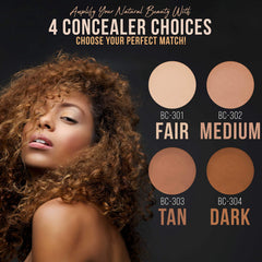 Belloccio concealer application tools closeup shows sponge and brush use for easy blending.