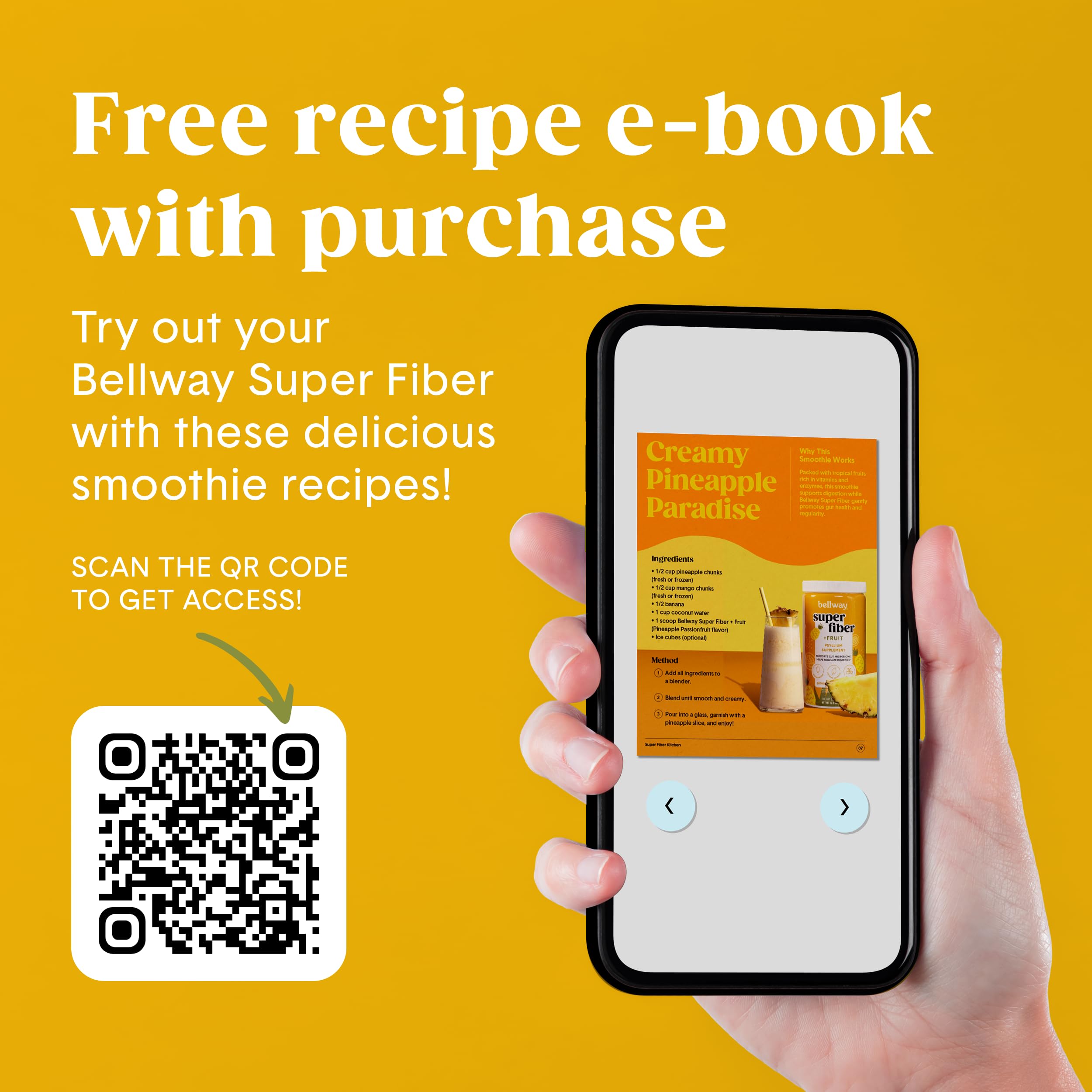 Digital recipe book icon included with Bellway fiber powder