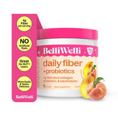 BelliWelli Fiber supplement bottle with Peach Mango flavor
