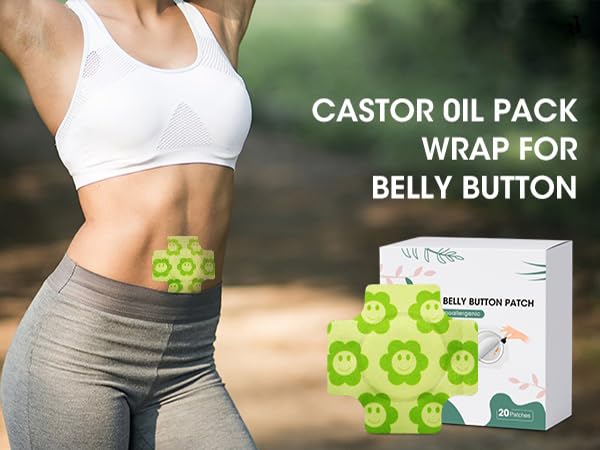 Belly button castor oil pack in use
