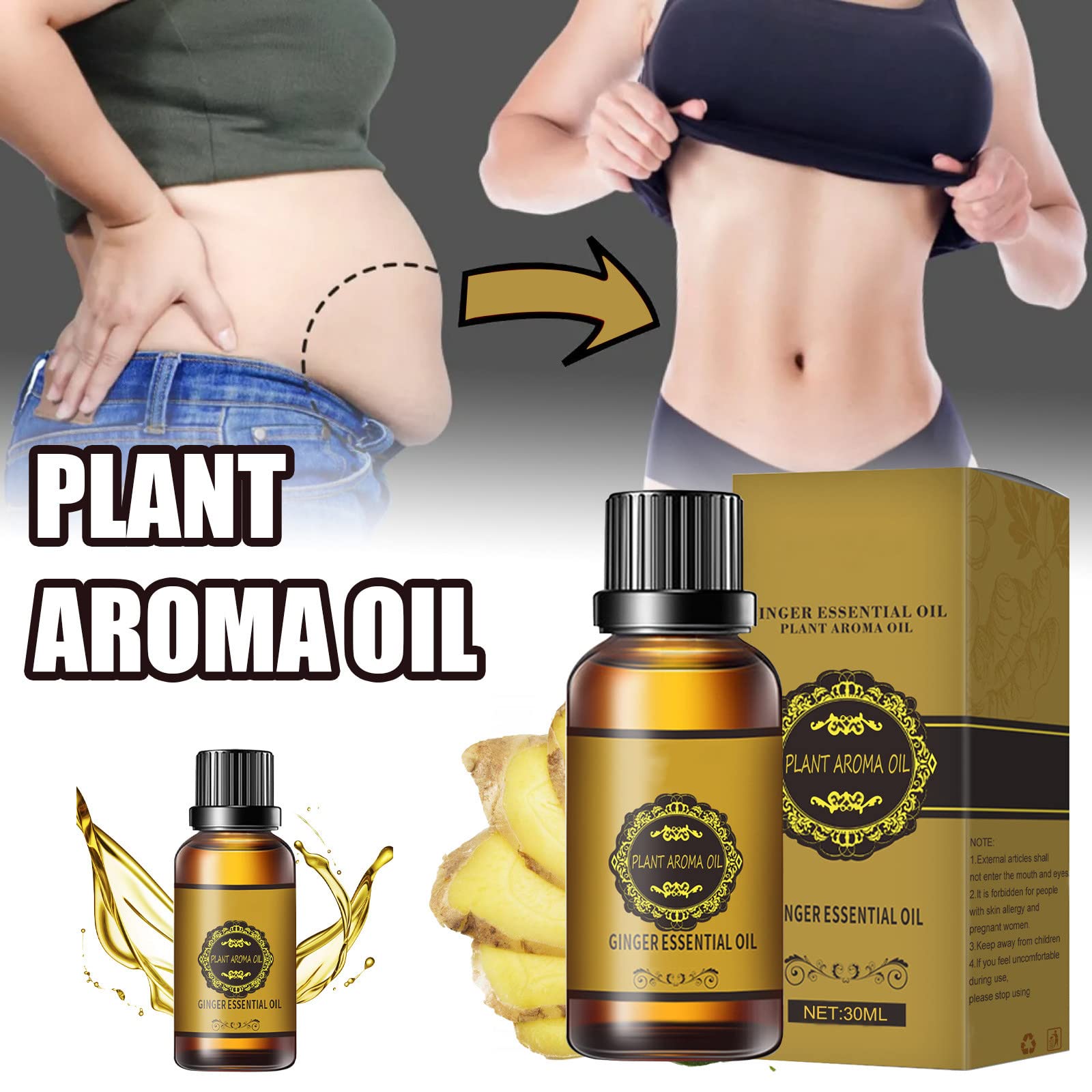 Application of belly drainage ginger oil for massage