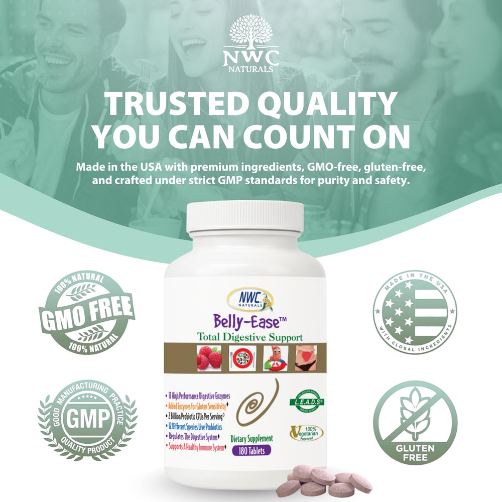 Belly-Ease chewable tablets in bottle packaging