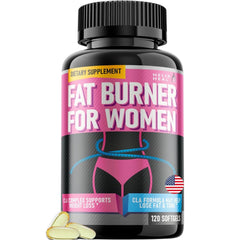Belly Fat Burner for Women bottle with capsules on white background