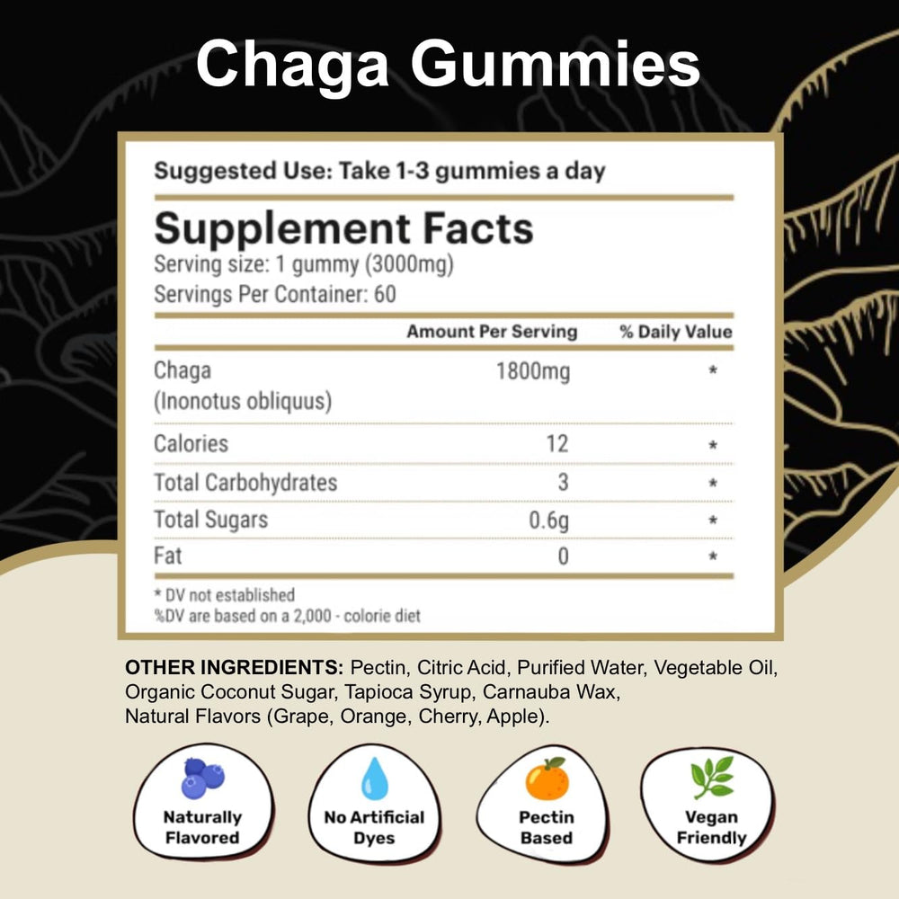 Chaga mushrooms and antioxidants illustration