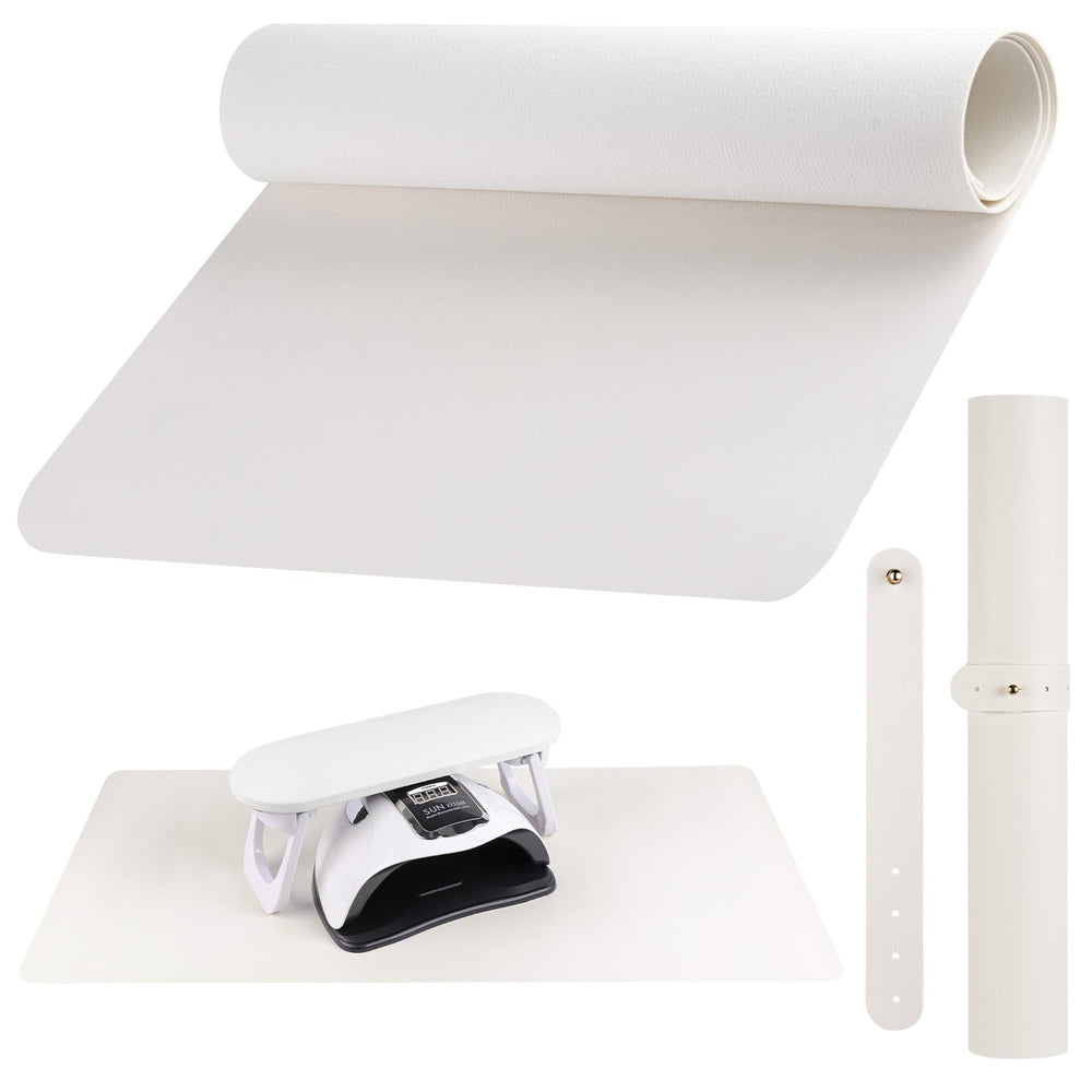 Beloving Nail Art Table Mat in white offers a spacious workspace for nails and tools