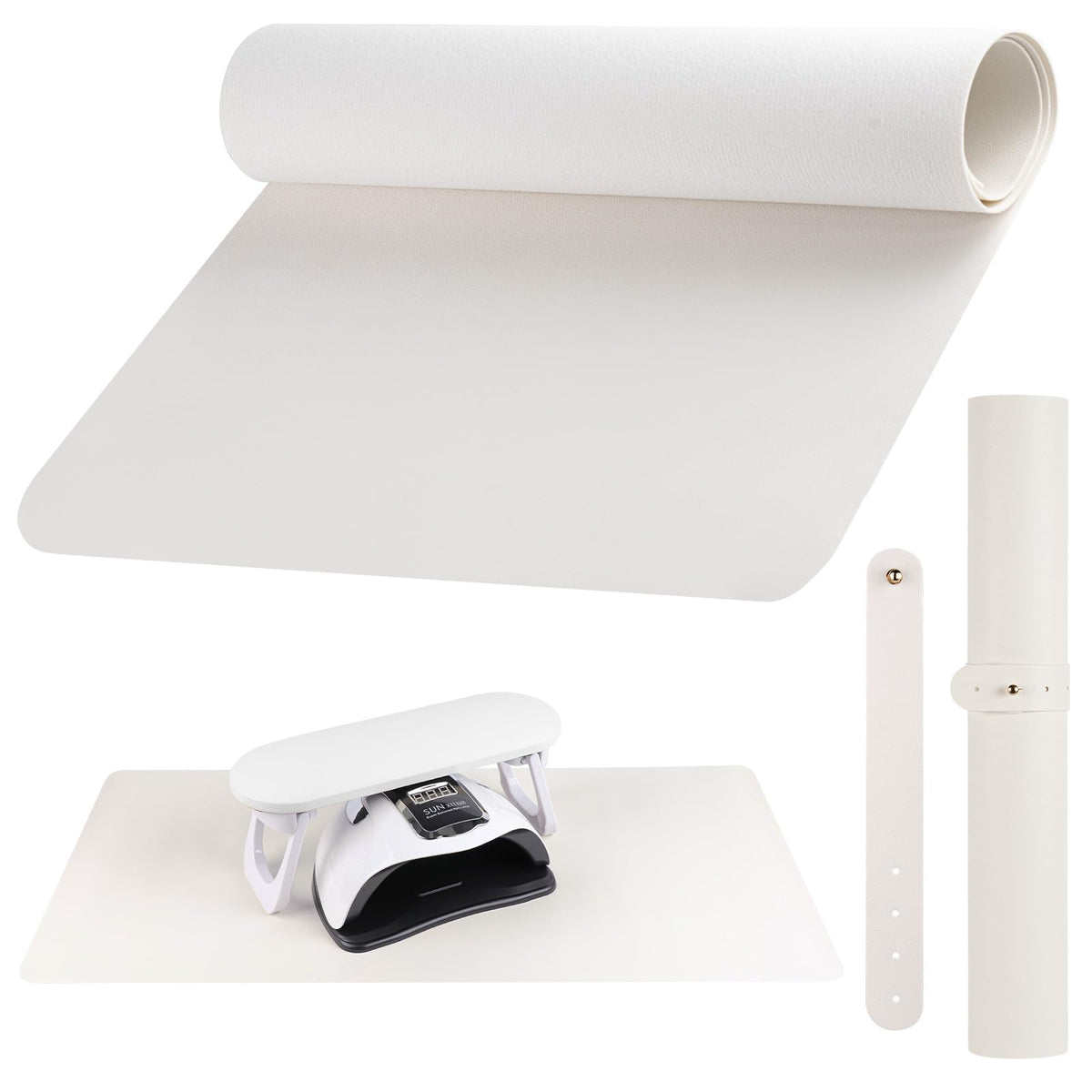 Beloving Nail Art Table Mat in white offers a spacious workspace for nails and tools