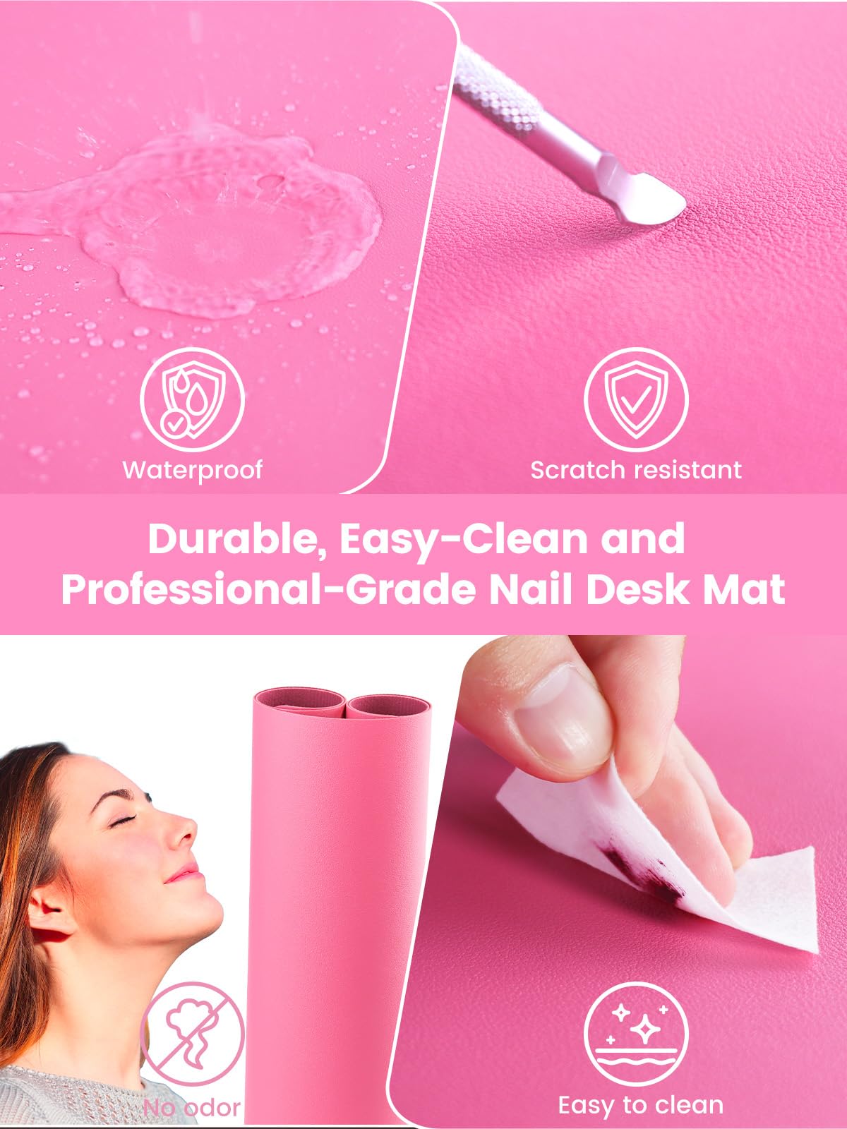 Beloving PU leather nail mat offers soft, durable surface.