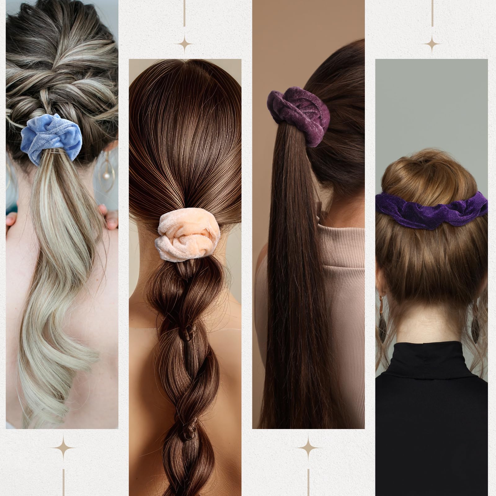 Bememo gift-worthy velvet scrunchies ideal for teens and women.