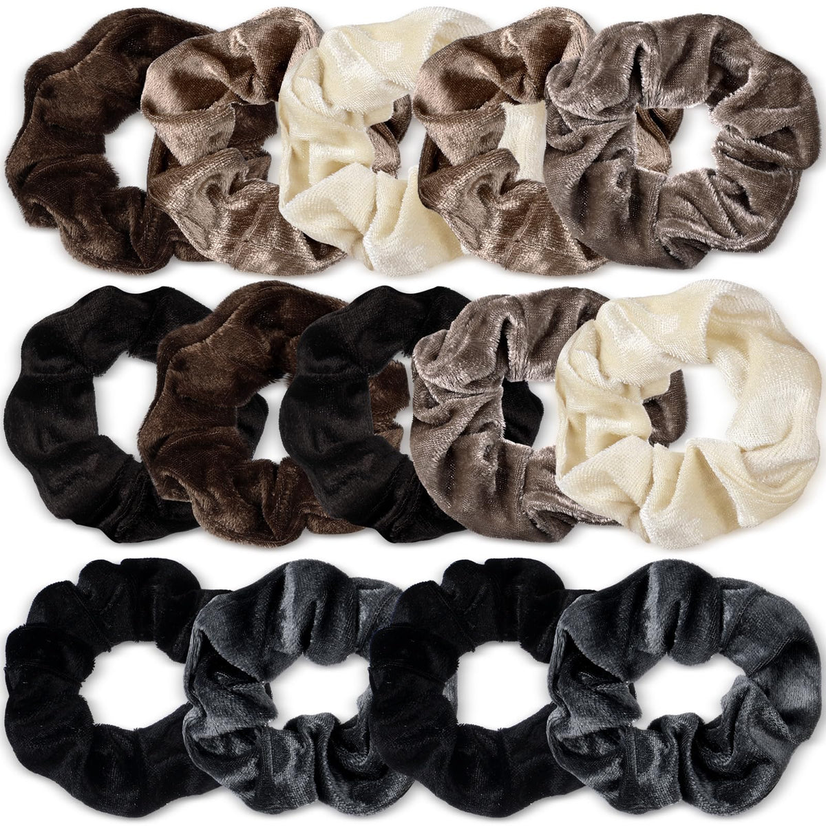 Bememo velvet scrunchies show soft texture for comfortable wear.