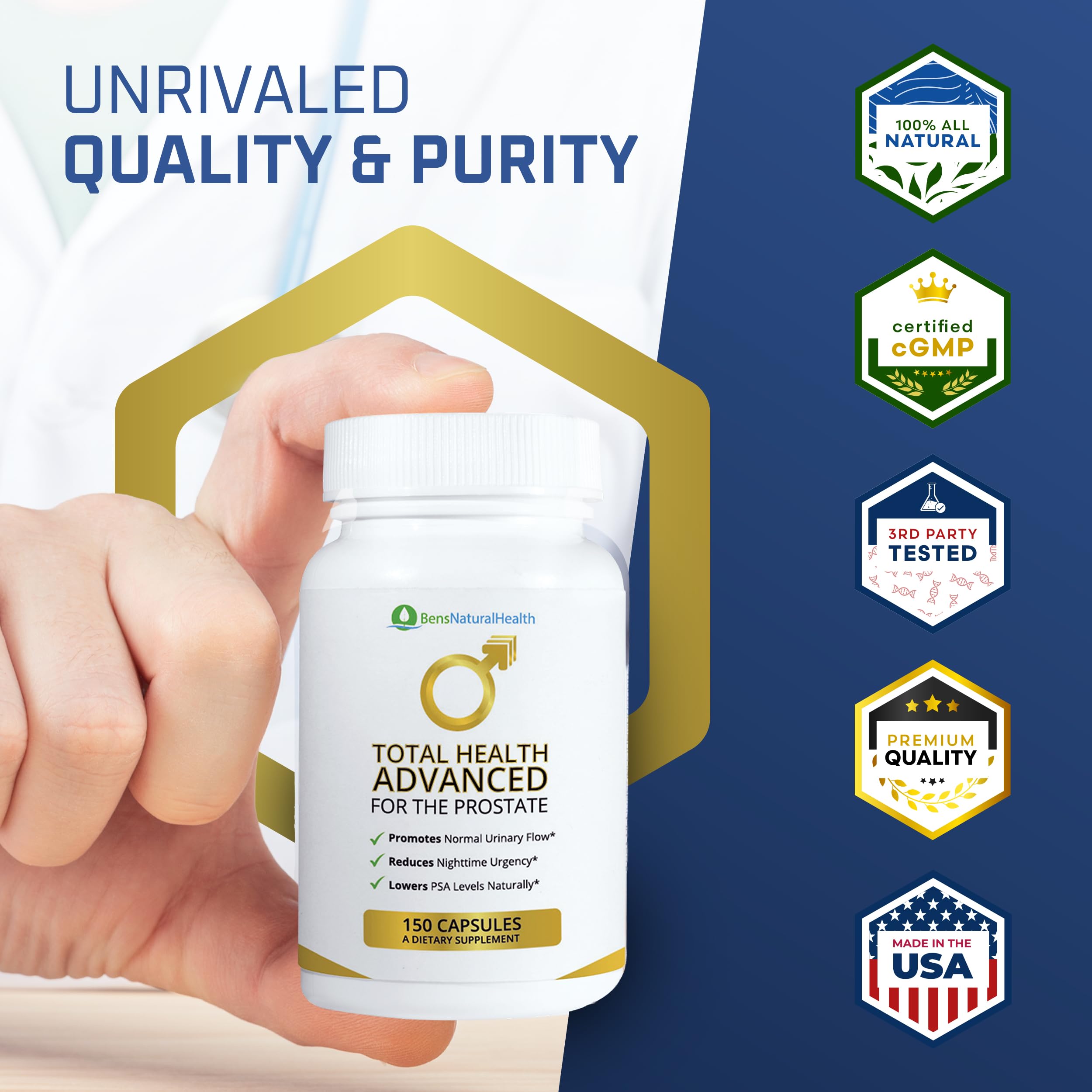 Herbal ingredients including Pygeum, Turmeric, Holy Basil