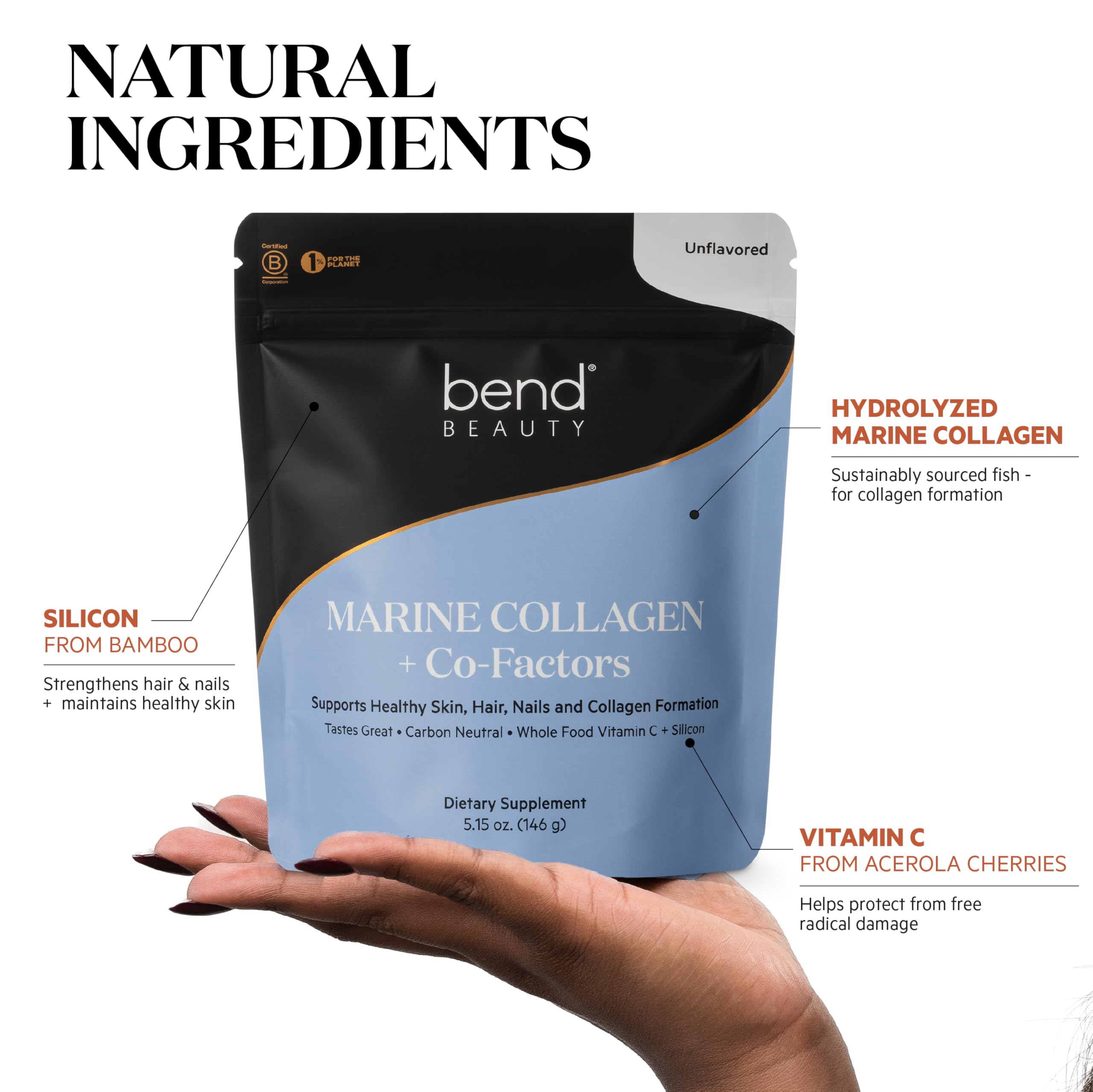 Close-up of hydrolyzed marine collagen powder
