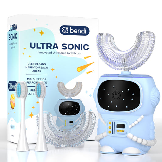 Bendi Kids U-Shaped Electric Toothbrush Blue - front view