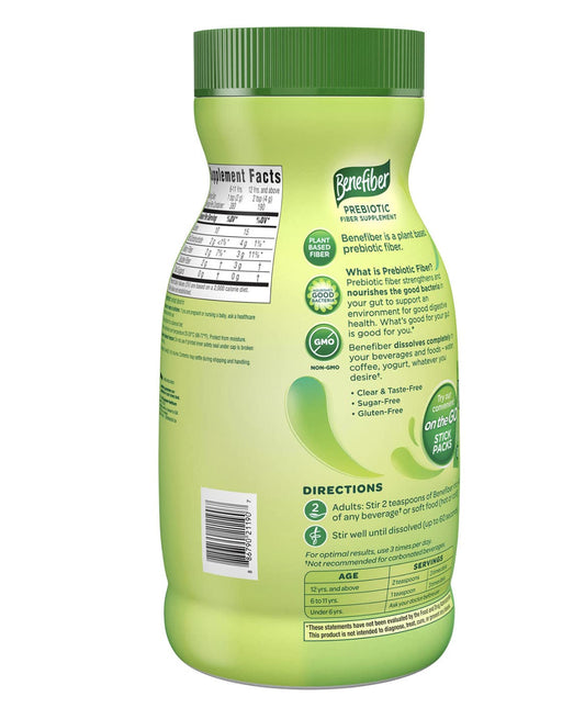 Label showing 190 powder servings