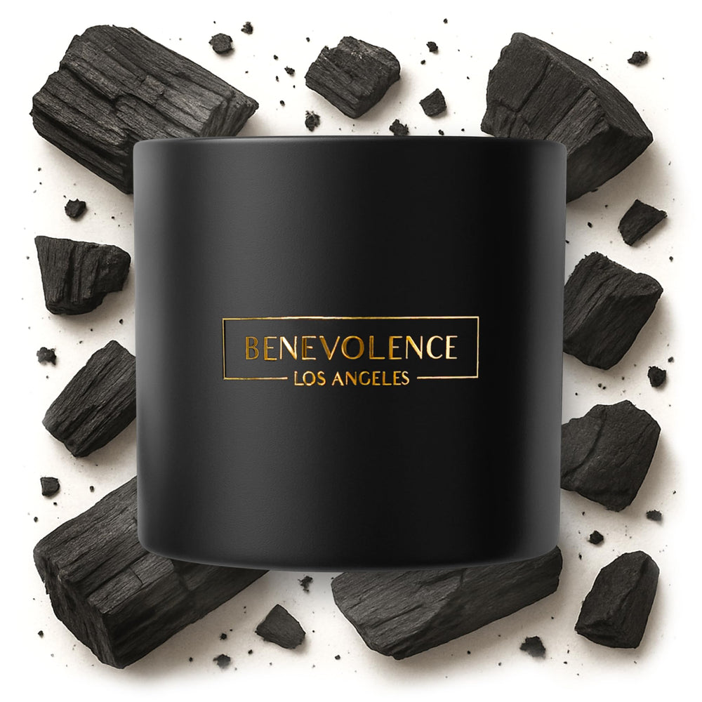 Front view of Benevolence LA 3-Wick Charcoal Candle 14.5oz