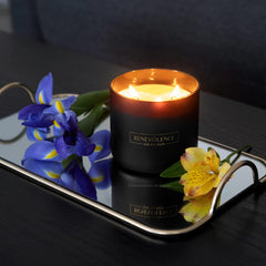 Soy wax candle with clean burn in glass jar
