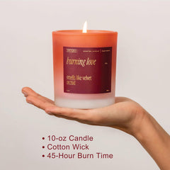 Elegant gift packaging for Burning Love candle