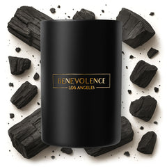 Benevolence LA charcoal scented candle, 10oz, black/charcoal wax